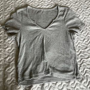 Cute V-Neck Gray Crop Top